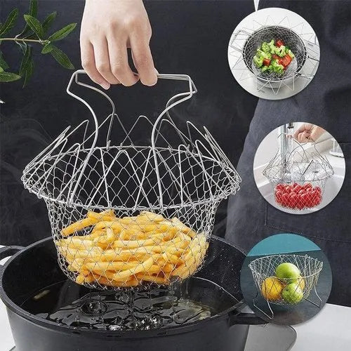 Foldable Steam Rinse Deep Frying Basket