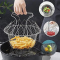 Foldable Steam Rinse Deep Frying Basket