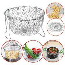 Foldable Steam Rinse Deep Frying Basket